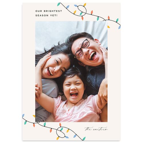 Whimsical Drawn Holiday Lights Holiday Cards Sapphire Signature Blank Standard
