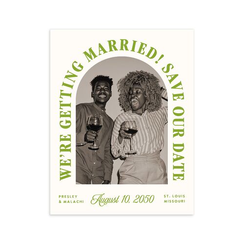 Elegant Retro Arch Save the Date Petite Cards Meadow Signature smooth Blank No Standard