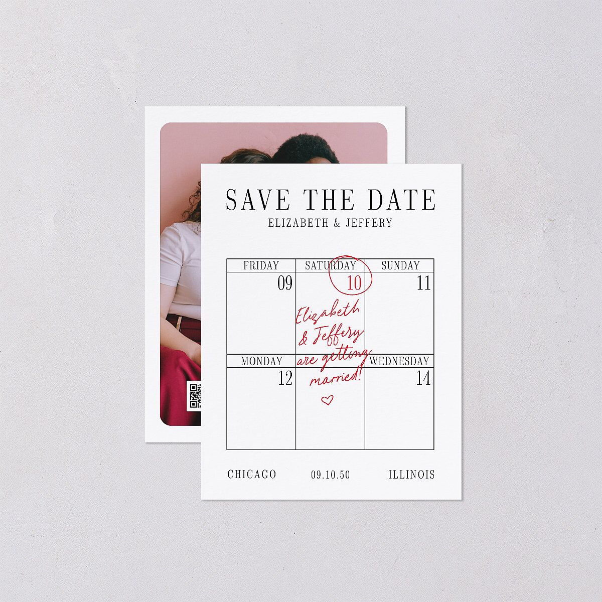 Classic Circled Calendar Date Save the Date Petite Cards Pure White Signature smooth Blank No Standard