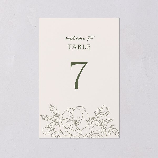 Vintage Botanical Sketch Table Numbers Dark Camo Signature