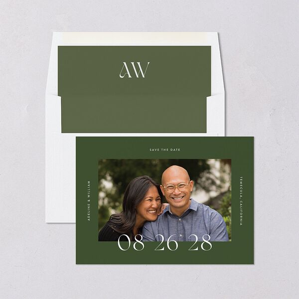 Border Date Save the Date Cards Scottish Green Signature smooth Blank No Standard
