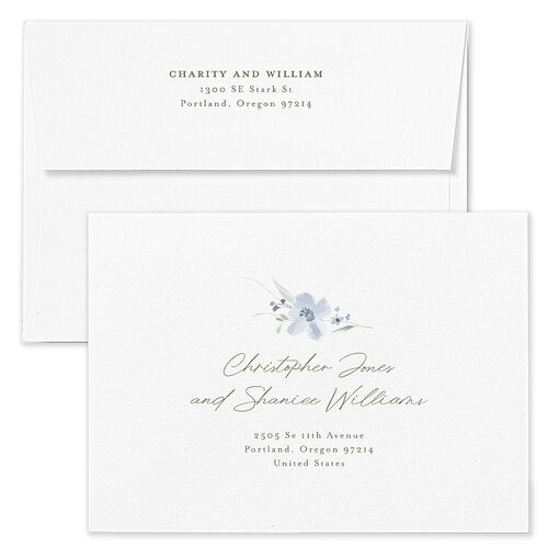 Floral Photo Save The Date Card Envelopes Ocean White Both Recipient and Return Addresses Signature Standard