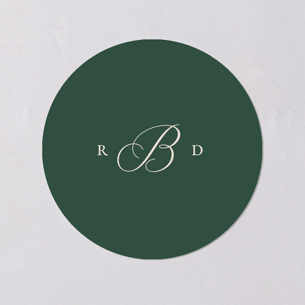 Classic Monogram First Christmas Holiday Stickers Dark Emerald Circle