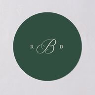 Classic Monogram First Christmas Holiday Stickers Dark Emerald Circle