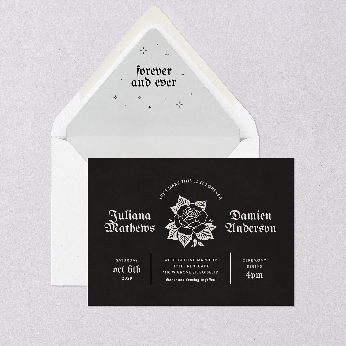 Moody Gothic Rose Euro Envelope Liners Midnight Luxe