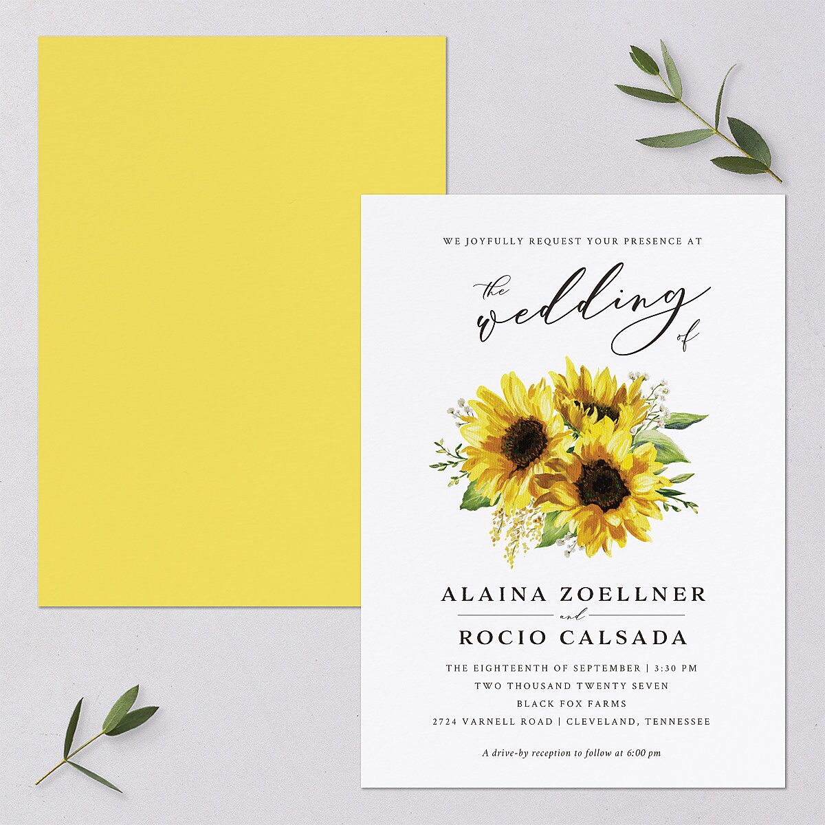 Rustic Sunflower Wedding Invitations Solar Power Signature Blank No