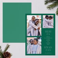 Kwanzaa Grid Holiday Cards Emerald Signature Blank Portrait  Standard