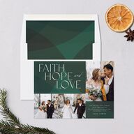 Faith Hope Love Holiday Cards Hunter Green Signature Blank Standard Landscape