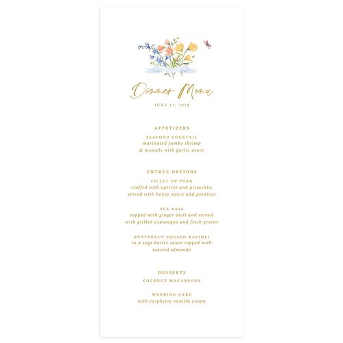 Fairytale Wildflower Crest Menus Daffodil Signature