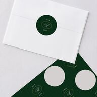 Elegant Monogram Greeting Holiday Stickers Hunter Green Circle
