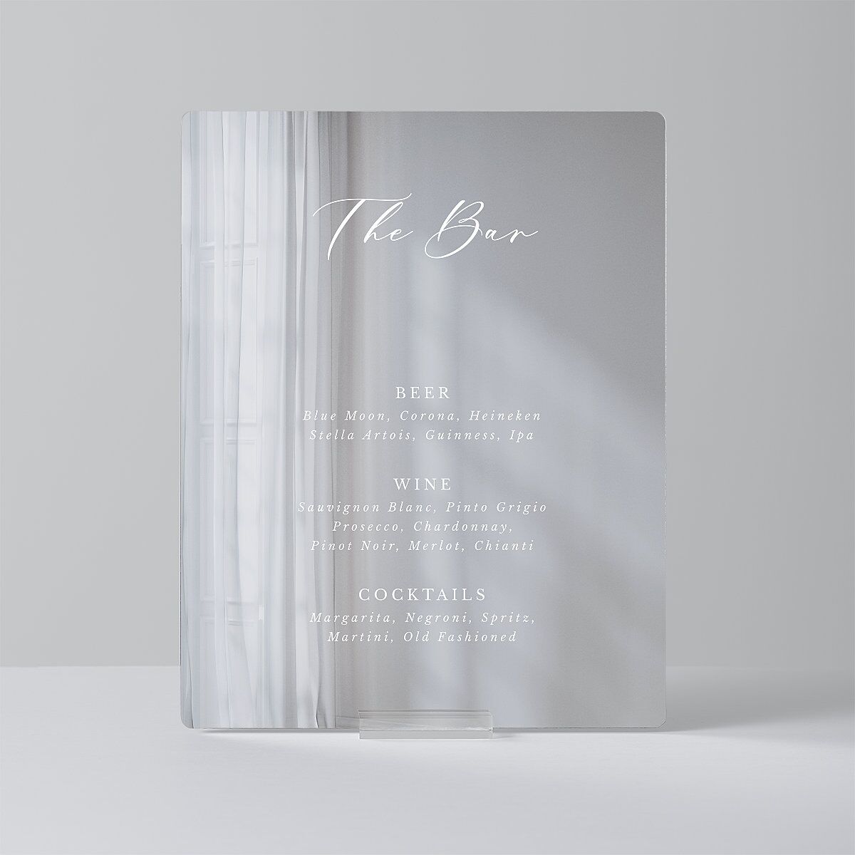 Eucalyptus Frame Mirrored Acrylic Menu Tabletop Sign Small