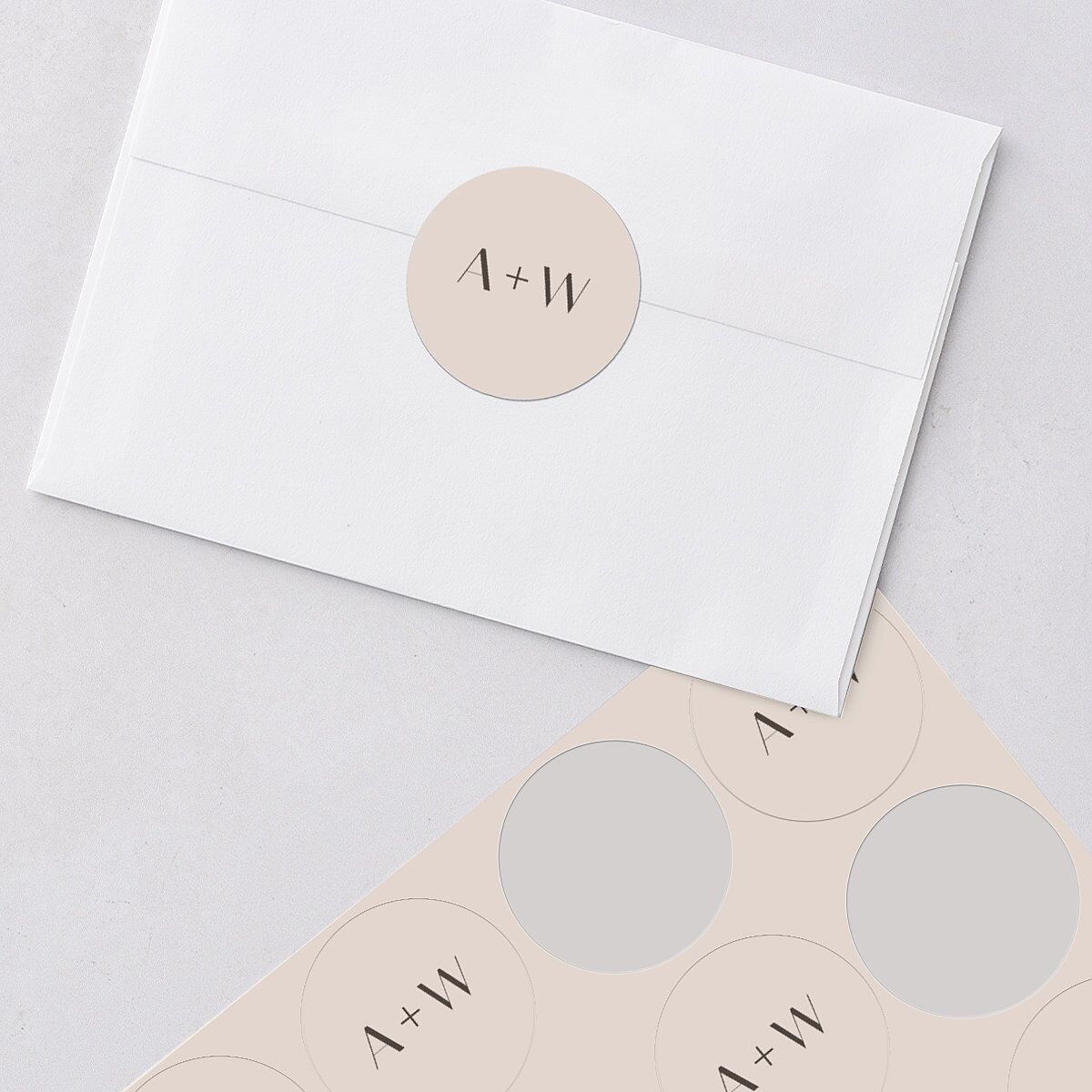 Monogram Arch Wedding Stickers Champagne Circle