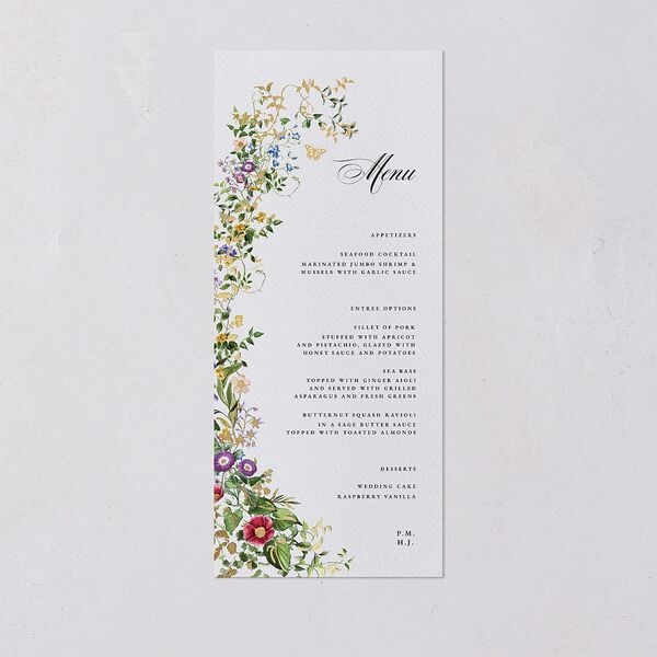 Opulent Garden Foil Menus Gold Pure White Signature