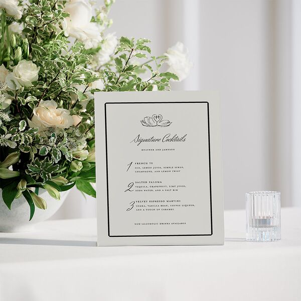 Elegant Swans Bar Bended Tabletop Sign X-small Ivory Standard Plastic XS Tabletop Bar