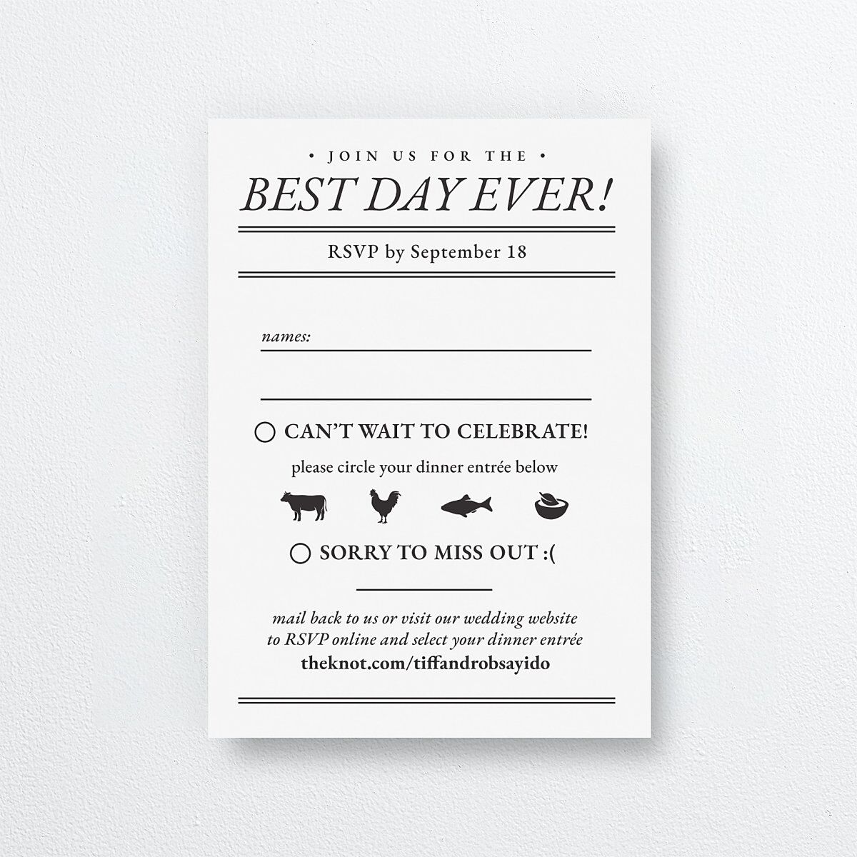 Newspaper Wedding Response Cards — view 1