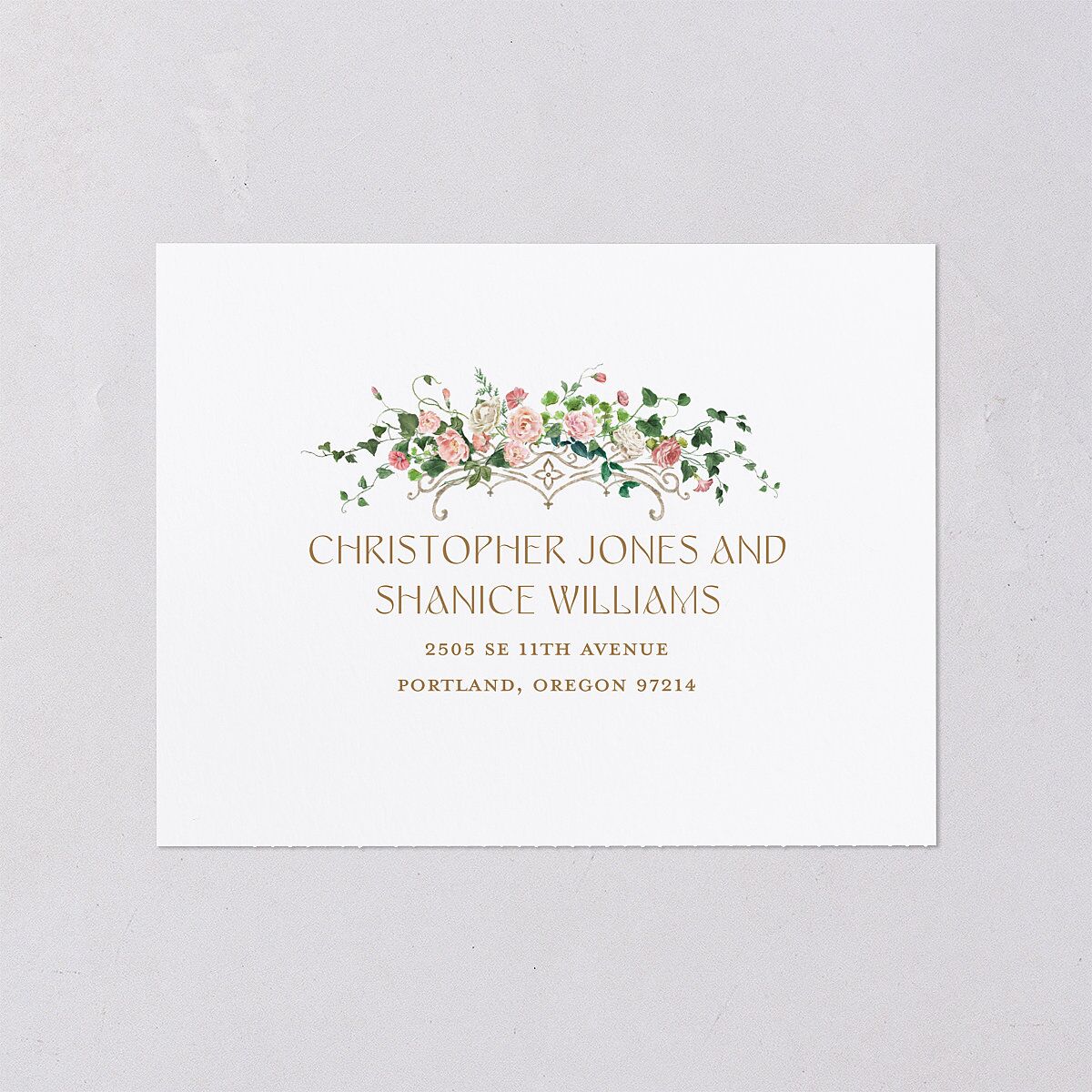 Fairytale Garden All-in-One Wedding Invitations Sage Signature Light Both Recipient and Return Addresses No