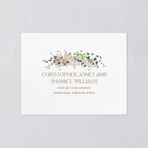 Fairytale Garden All-in-One Wedding Invitations Sage Signature Light Both Recipient and Return Addresses No