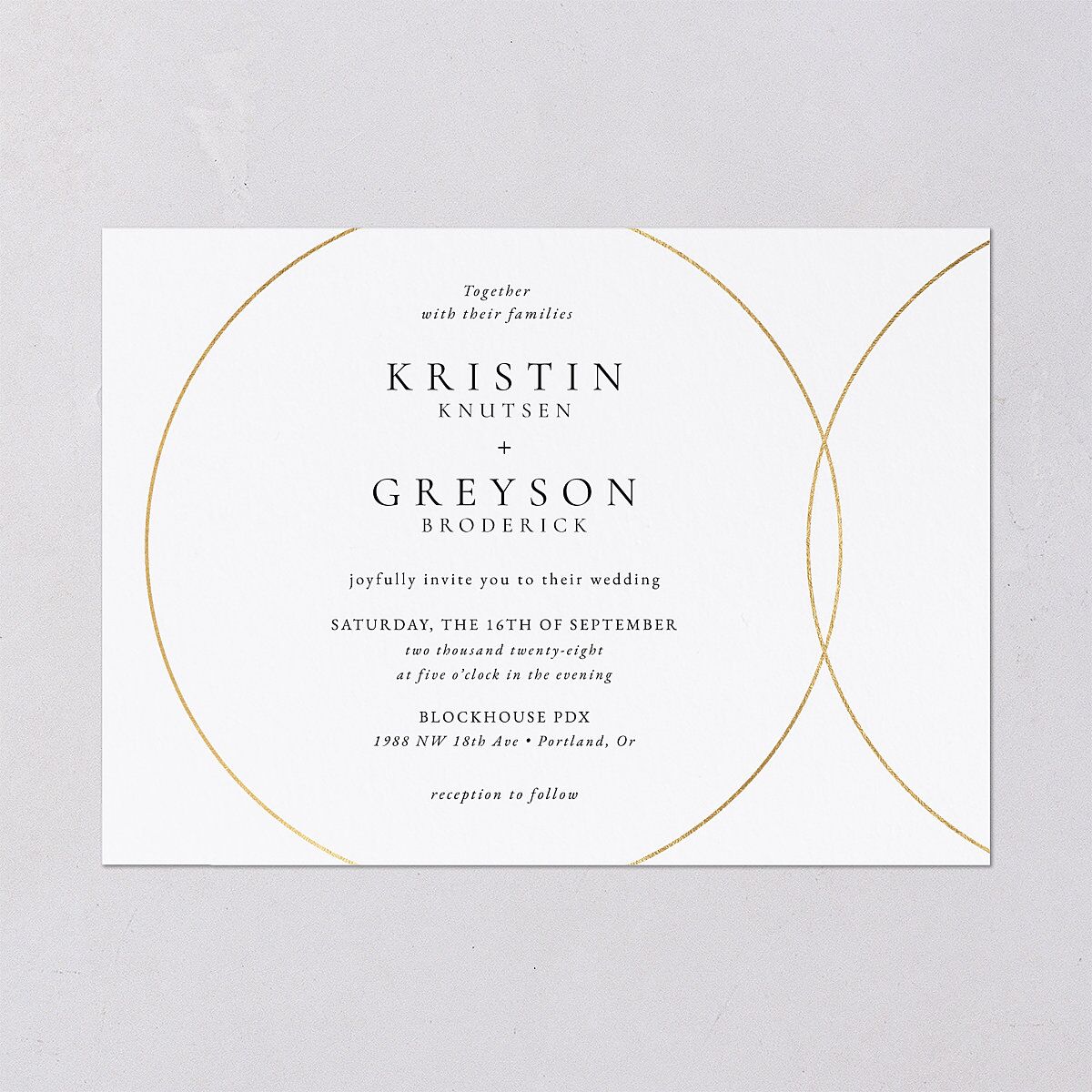 Minimal Rings Wedding Invitations Gold Pure White Signature Blank No Standard