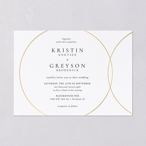 Minimal Rings Wedding Invitations Gold Pure White Signature Blank No Standard
