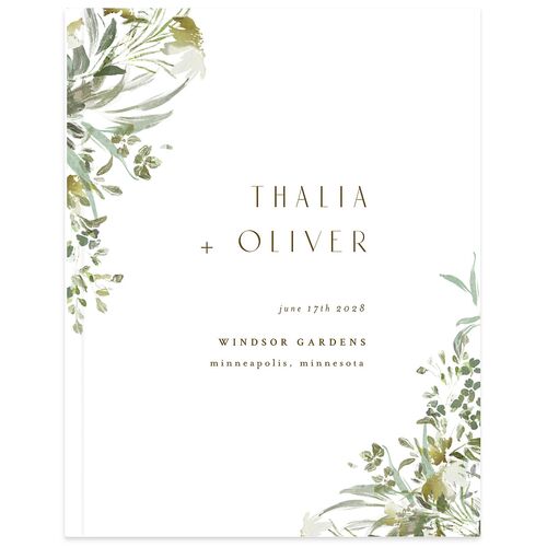 Gilded Greenery Wedding Guest Book Pure White