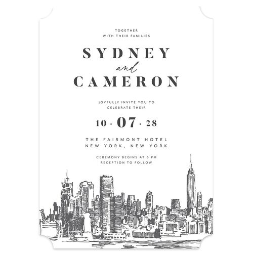 Love in NYC Wedding Invitations Medieval Grey Signature Blank No Ticket