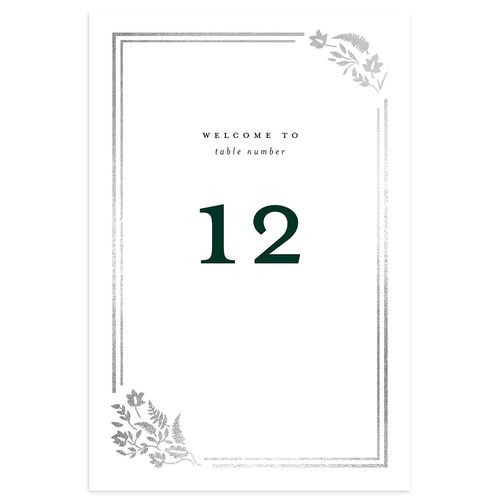 Rustic Kingdom Table Numbers Silver Dark Green Recycled