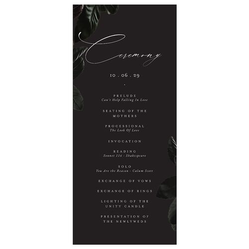 Vintage Gothic Wedding Programs Licorice Signature
