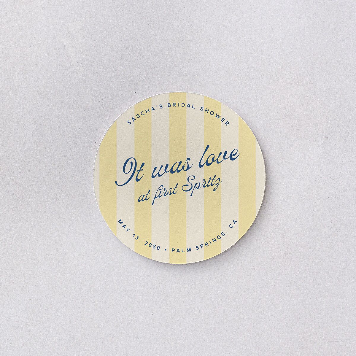 Cabana Stripes Bridal Shower Wedding Day Coasters Lemon Cardboard Circle