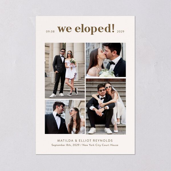 Photo Elopement Wedding Invitations Linen Signature Blank No Standard