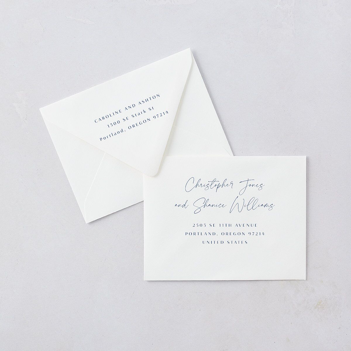 Coastal Love Save the Date Petite Card Euro Envelopes White Cruise Both Recipient and Return Addresses Luxe Signature