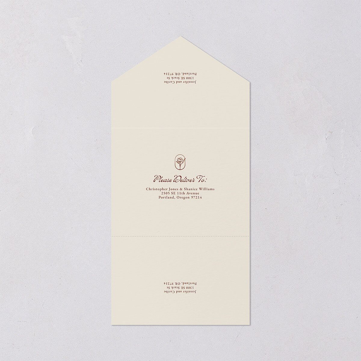 Vintage Romantic Photo All-in-One Wedding Invitations Copper Signature Light Both Recipient and Return Addresses No