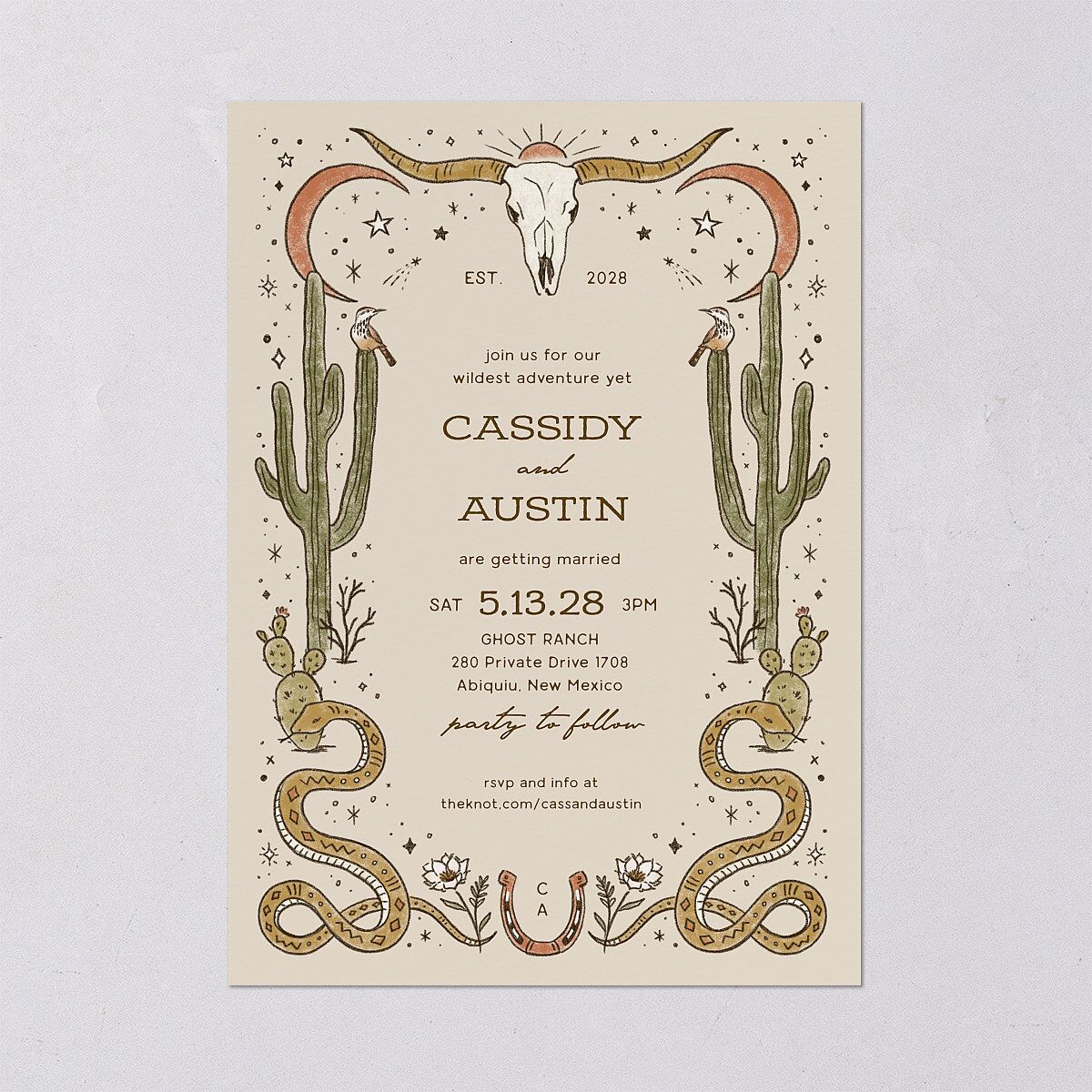 Southwestern Nouveau Wedding Invitations Umber Signature Blank No Standard