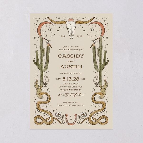 Southwestern Nouveau Wedding Invitations Umber Signature Blank No Standard
