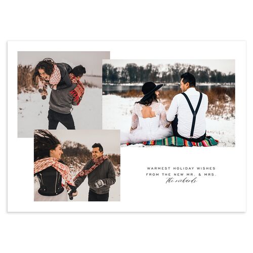 Modern Collage Holiday Cards Peach Pink Signature Blank