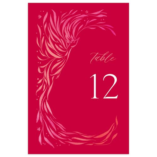 Chinese Phoenix Fenghuang Table Numbers Rose Pink Signature