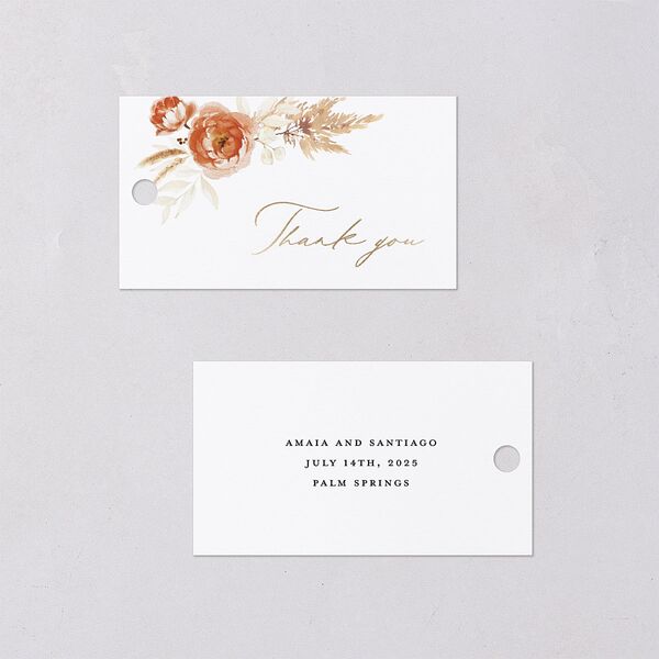 Rustic Bouquet Favor Gift Tags Gold Burnt Orange Signature