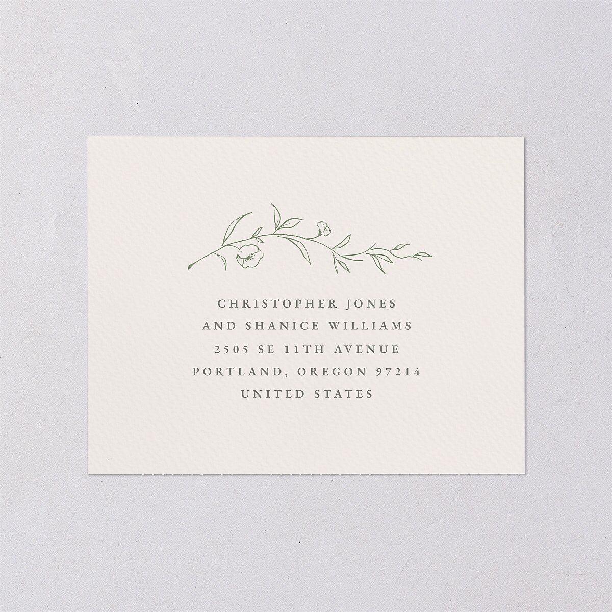 Graceful Botanical Foil All-in-One Wedding Invitations Greenery Signature Light Both Recipient and Return Addresses No