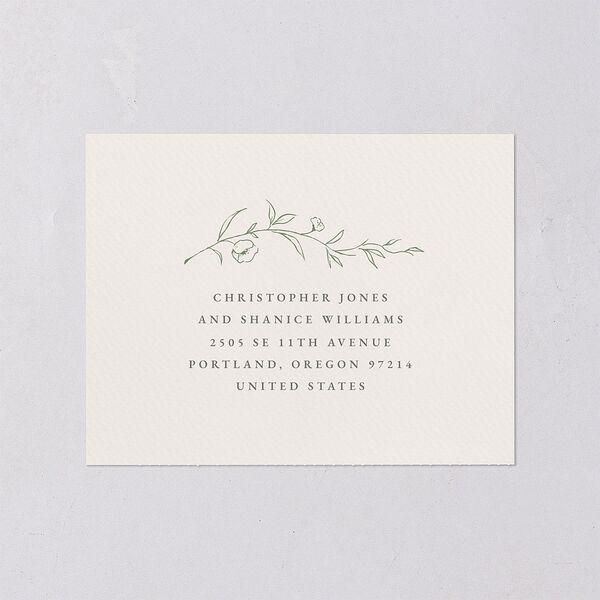 Graceful Botanical Foil All-in-One Wedding Invitations Greenery Signature Light Both Recipient and Return Addresses No