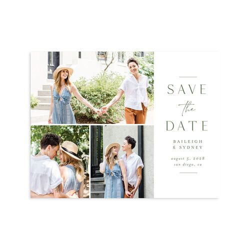 Side Panel Save the Date Petite Cards Deep Olive Signature smooth Blank No Standard