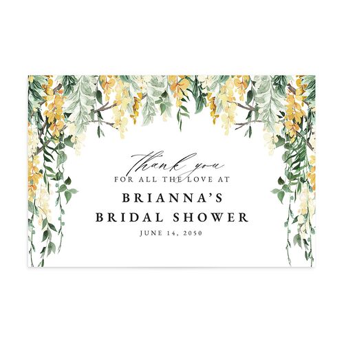 Romantic Wisteria Bridal Shower Thank You Postcards Canary