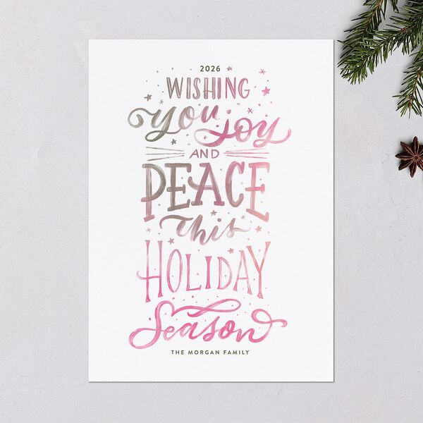 Handwritten Holiday Holiday Cards Rose Pink Signature Blank Standard Portrait