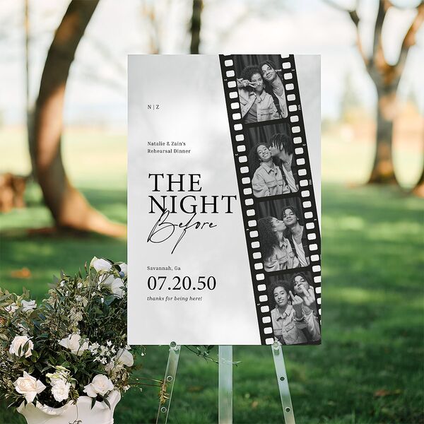 The Night Before Vintage Film Reel Photo Strip Standard Welcome Sign Large Pure White Standard Indoor Foam Core L Welcome
