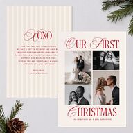 Classic Editorial First Christmas Photos Holiday Cards Merlot Signature Blank Standard