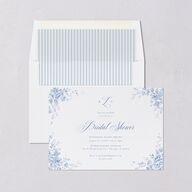 Vintage Florals Bridal Shower Invitations Regency Blue Signature Blank Standard