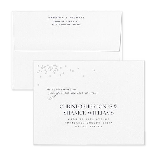 Confetti Glam Thank You Card Envelopes White Navy Both Recipient and Return Addresses Signature Standard