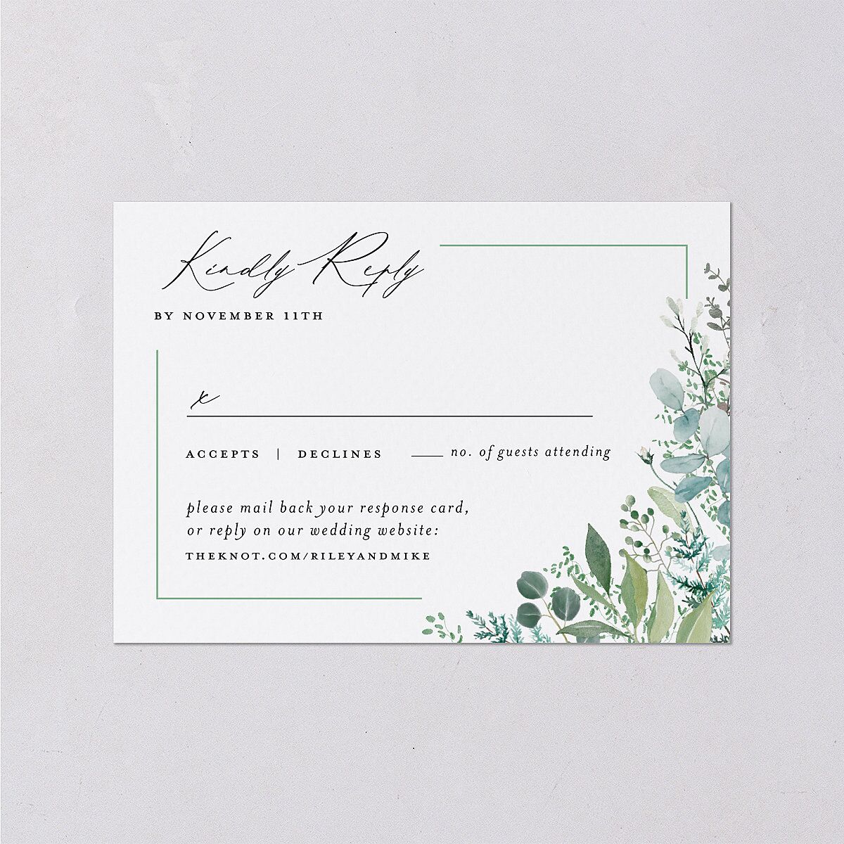 Gorgeous Greenery Wedding Response Cards — view 1