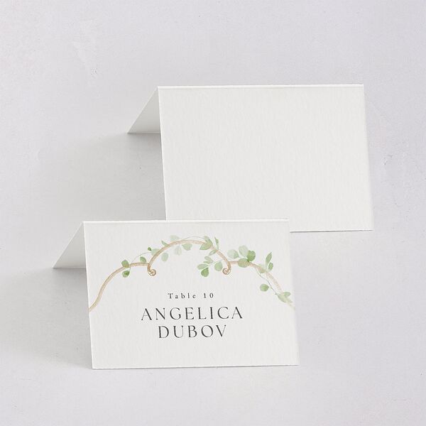 Fairytale Eucalyptus Foil Place Cards Pure White Gold Signature
