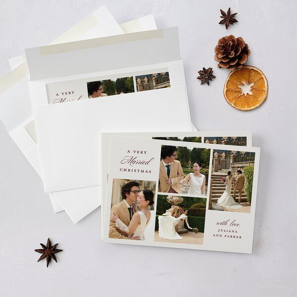Very Married Christmas Photo Gallery Holiday Cards Burgundy Signature Blank Standard