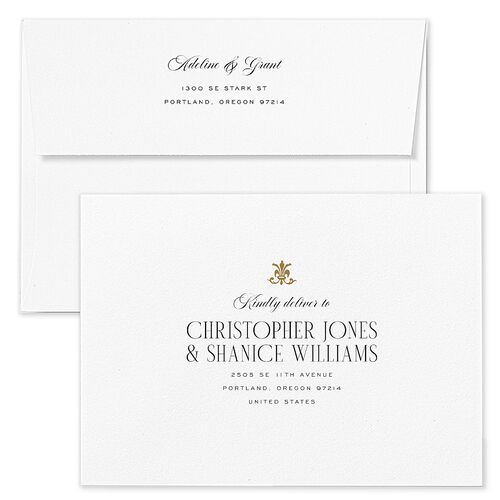 Old Money Rehearsal Dinner Invitation Envelopes White Midnight Both Recipient and Return Addresses Signature Standard