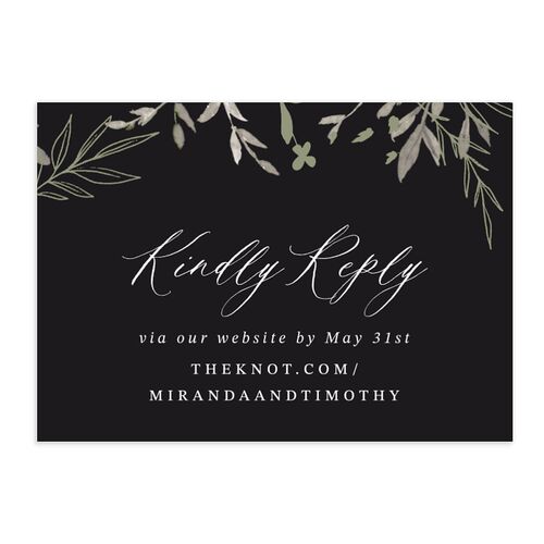 Elegant Greenery Watercolor QR Code RSVP Cards Licorice Signature Standard